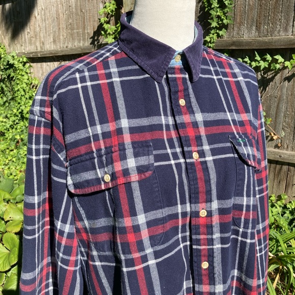 Tommy Hilfiger Other - Soft Worn In Hilfiger Blue Plaid Flannel Shirt Grunge Unisex Work Shirt L